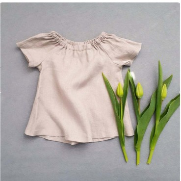 INS explosion models Drama solid color cotton and linen children short-sleeved baby comfort and breathable short