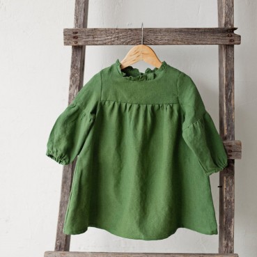 Girl cotton and linen cargo autumn long sleeve dress children new long sleeve junior dress girl skirt