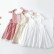 New solid color childrens clothing dress cotton ribs lace princess dress tape girl dress girls dress