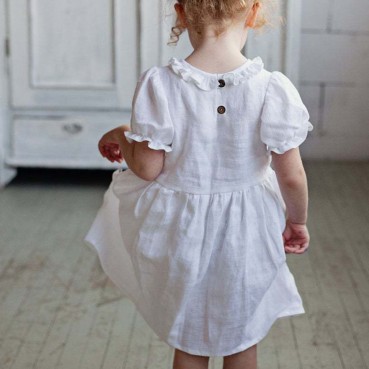 INS new girl lace small round collar cotton linen short-sleeved small fresh dress children dress