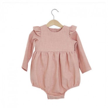 INS explosion models newborn baby continuous clothes long-sleeved baby romper solid color cotton and linen jesit