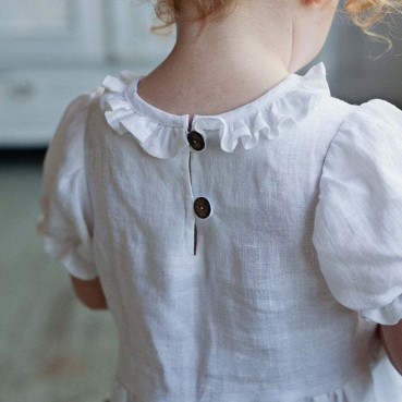 INS new girl lace small round collar cotton linen short-sleeved small fresh dress children dress