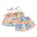 INS new summer girl vacation wind linen printing strap shirt shorts two-piece girl suit