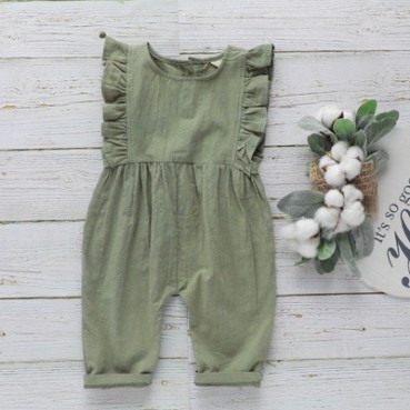 INS new girls solid color cotton linen pants children sleeveless coated clothes cotton linen children