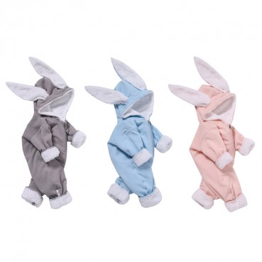 Autumn and winter new childrens clothing rabbit ears cotton baby continuous hare plus velvet warm climb hot sale