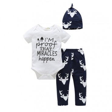 INS autumn new same paragraph boys and girls three-piece baby baby three-piece suit + trousers + hat childrens cover