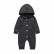 [Knitting] long-sleeved hooded coated clothes baby single row buckle solid color simple fashion long rid of clothing