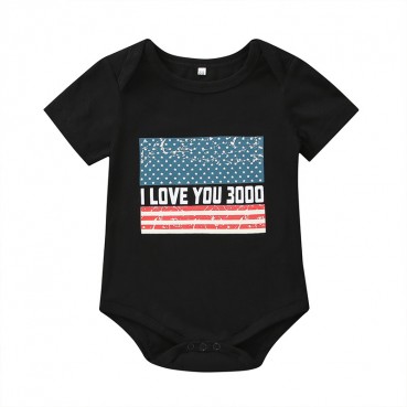 Spot summer European and American neutral household short-sleeved letters T-shirt Independence day parent-child dress