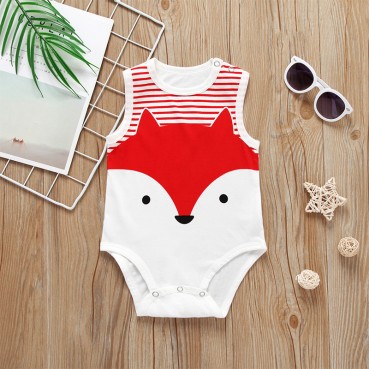 Summer new baby triangle hanie baby sleeveless cartoon print small animal models childrens romper