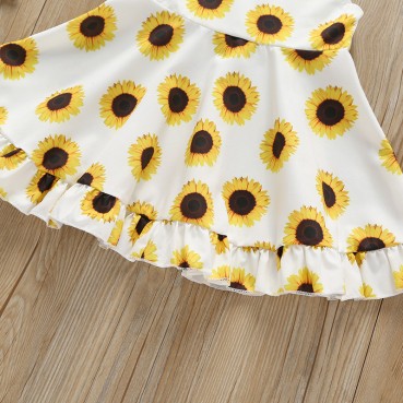 [Woven] childrens wear new summer European and American childrens sunflower sleeveless dress girl skirt