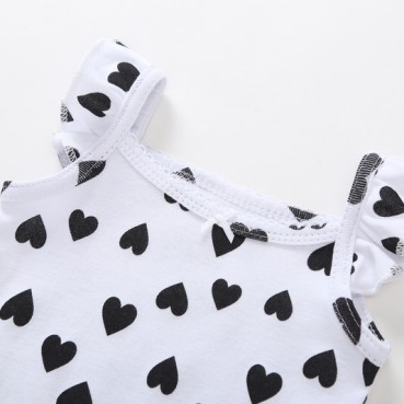 Childrens clothing INS cotton sleeveless ligatus jacket three-h-haired horn heart female baby child child dress print