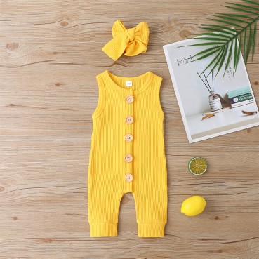 New summer baby sleeveless tanks solid color single-breasted newborn rope baby pack wholesale