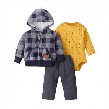 Manufacturers wholesale autumn casual baby childrens childrens suit gray long sleeve hooded jacket trousers haras 3