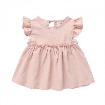 Spot spot summer sweet baby young child girls dress solid color sleeveless shirt hot sale