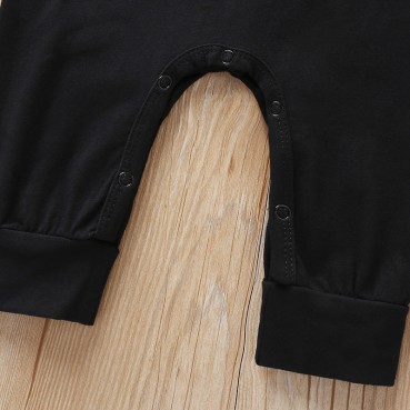 [Knitting] baby continuous clothes long sleeve spring autumn cotton black gentleman male baby romper hare fashion