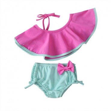 New fashion girl summer split swimsuit set shoulder strap lotion collar children seaside swimming supplies