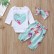 [Woven] spring casual infant young child girls suit print cotton trousers long-sleeved clothing three-piece childrens