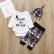 Infant childrens letter printing haired trousers suit men and women baby elegant romper three-piece set