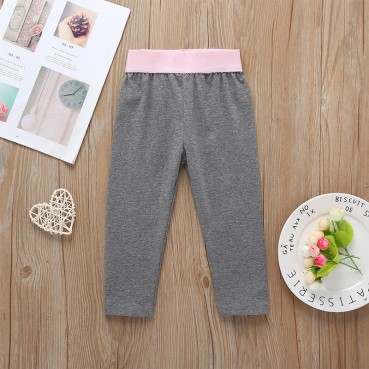 [Knit] new childrens solid color casual pants cotton children girls long pants loose waist leggings hot sale