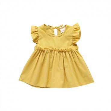 Spot spot summer sweet baby young child girls dress solid color sleeveless shirt hot sale