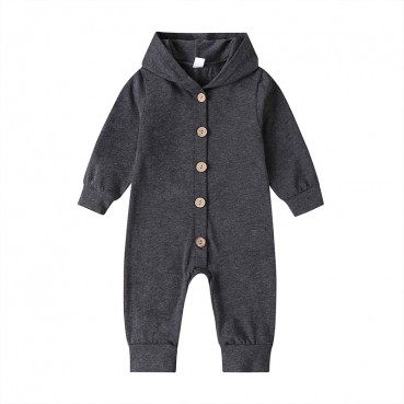 New baby hooded coat coat solid color single row childrens clothing spring long sleeve ridsencing wholesale