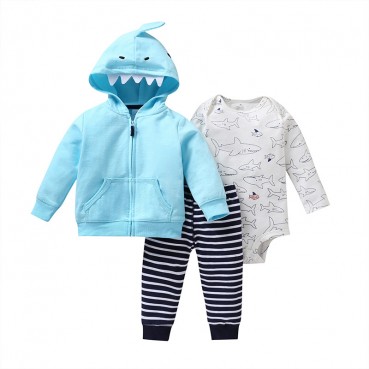 Manufacturers wholesale autumn casual baby childrens childrens suit gray long sleeve hooded jacket trousers haras 3