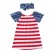 Childrens short-sleeved dress girl summer American flag independent day short-sleeved dress striped skirt