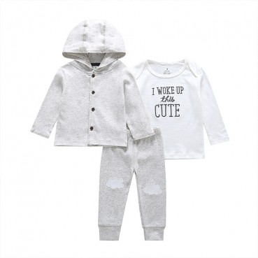 [Knitting] Spring and Autumn Childrens Pack Girls Letters Hat Long Sleeve Pants Set Infant Child Sweat Satellite