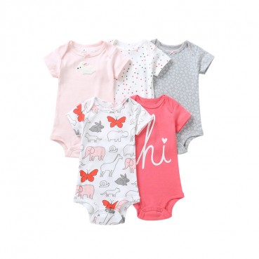 Baby bag fart, five-piece short sleeve, Foshan childrens wear new summer triangle hanie baby romper