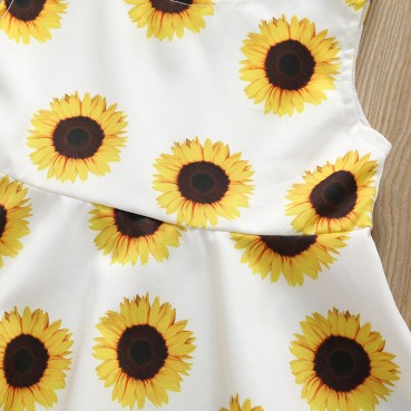 [Woven] childrens wear new summer European and American childrens sunflower sleeveless dress girl skirt