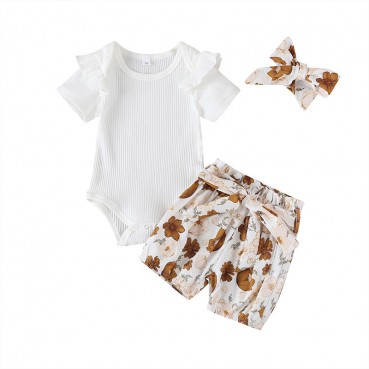 New baby clothing set cotton summer print fashion European and American baby haha ​​clothing shorts two-piece