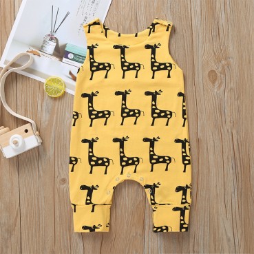 [Woven] Yellow summer casual infant young child female baby cartoon circle necropsy cotton sleeveless crawler wholesale