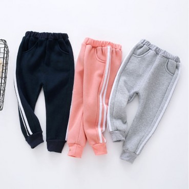 New boys and girls leisure pants children plus velvet thick winter trousers