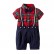 Summer male baby leader lapel gentleman straps shorts short sleeve lattice