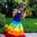 [Knit] factory spot summer Europe and the United States and child girls clothing colorful color matching hanging dress