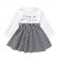 Girls long sleeve dress spring and autumn childrens letter black and white children skirt vacation two-piece dress