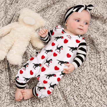 [Knit] New Product Valentines Day Baby Slin Dioba Dragon Love Long Sleeve Round Neck Chun Baby Clothing Wholesale Hot