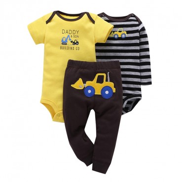 New infant mens baby cotton coat + trousers three sets of sets