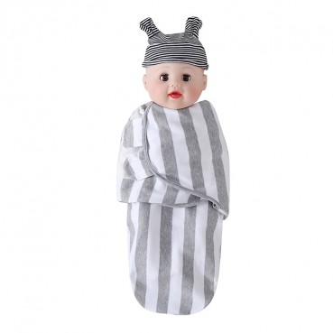 European and American newborn baby 襁 褓 spring autumn striped cartoon baby anti-kick package is enveloped