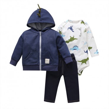 Manufacturers wholesale autumn casual baby childrens childrens suit gray long sleeve hooded jacket trousers haras 3