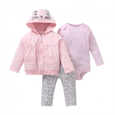 Manufacturers wholesale autumn casual baby childrens childrens suit gray long sleeve hooded jacket trousers haras 3