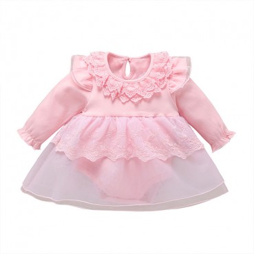 Infant and child girl bow dress spring autumn long sleeve lace fashion sweet beautiful dress