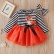 [Knit] girls dress long sleeve cartoon striped butterfly childrens mesh skirt fashion childrens clothing spring