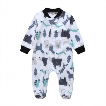 Baby spring and autumn coated bag foot long-sleeved letters cute men and women baby long ridiculous clothing out