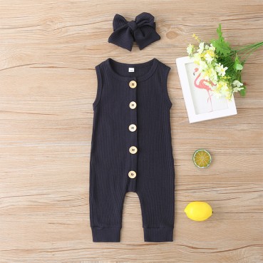 New summer baby sleeveless tanks solid color single-breasted newborn rope baby pack wholesale