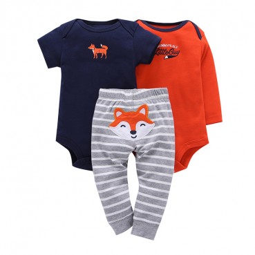 New infant mens baby cotton coat + trousers three sets of sets