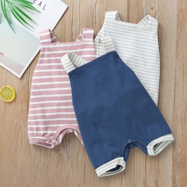 Summer men and women baby newborn baby continuous sleeveless striped ha cloth short climbing climb hot sale