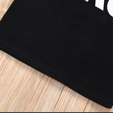 New boys t-shirt black cotton short-sleeved letter round neck hot sale