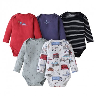 Europe and the United States spring autumn 0-1 years old baby long sleeve continuous print cartoon baby haha