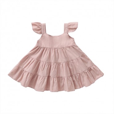 [Woven] Summer European and American baby girl girls lace solid color cotton hanging dress dress children skirt hot